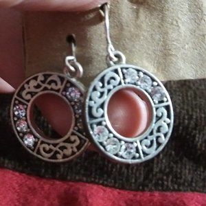 fish hook silver with black earrings